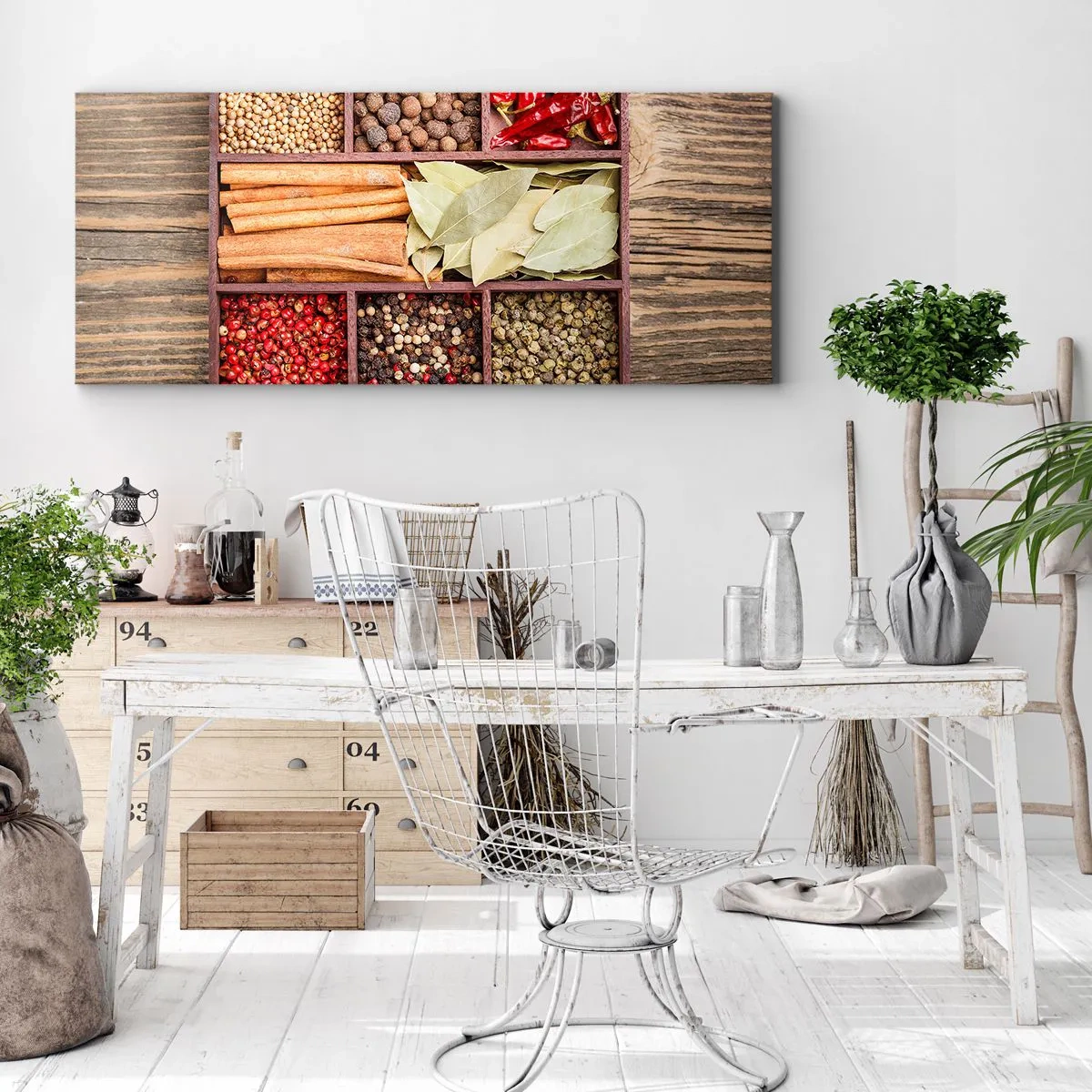 Quadro em tela - Ordem das formas, um ramo de aromas - 100x40 cm