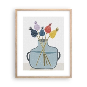 Pôster com moldura de carvalho claro - Como semeou a papoula - 40x50 cm