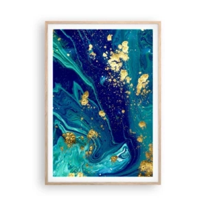 Pôster com moldura de carvalho claro - Flocos de sol  - 70x100 cm