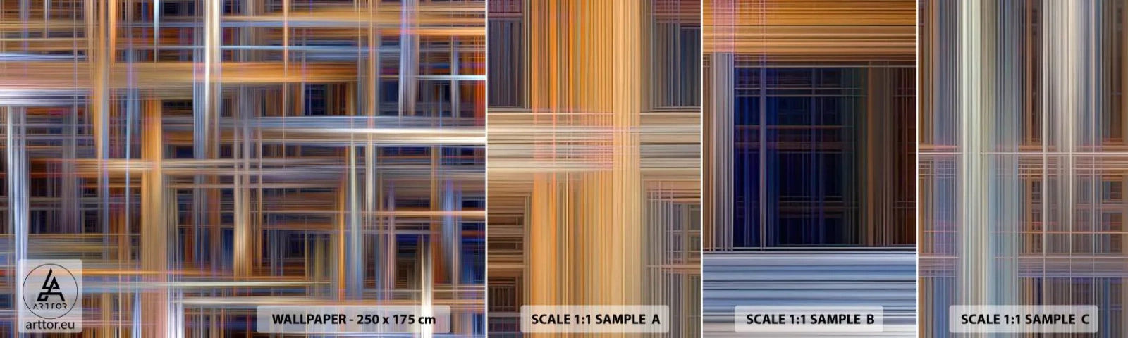 Amostra de papel de parede autocolante Deluxe Sticker - Tecido de luz - Abstração, Pedaço, Gráficos - 100x30 cm