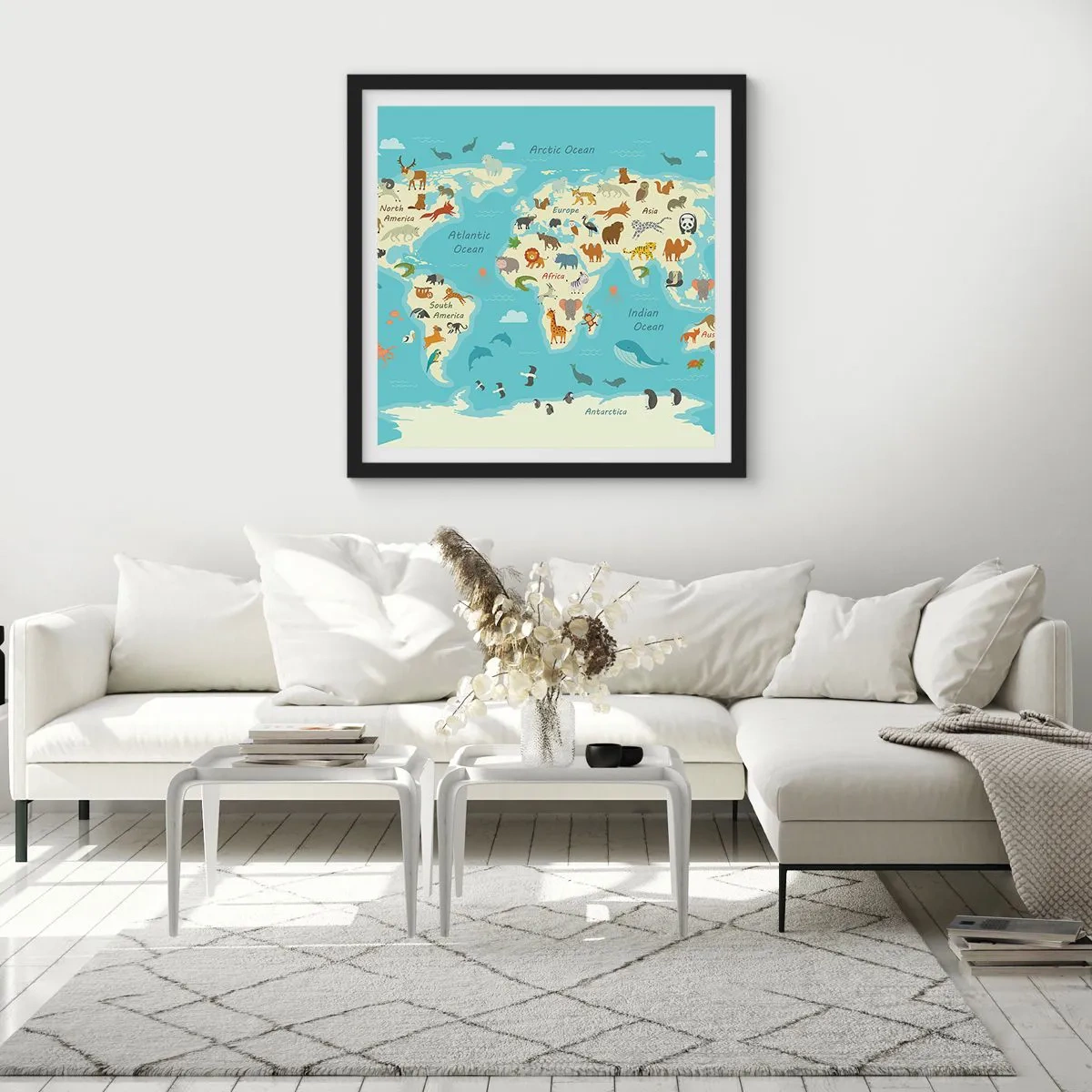 Pôster com moldura preta - Bons vizinhos - 60x60 cm