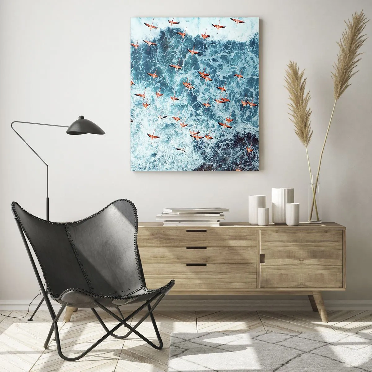 Quadro em vidro - Desfile à beira-mar - 80x120 cm