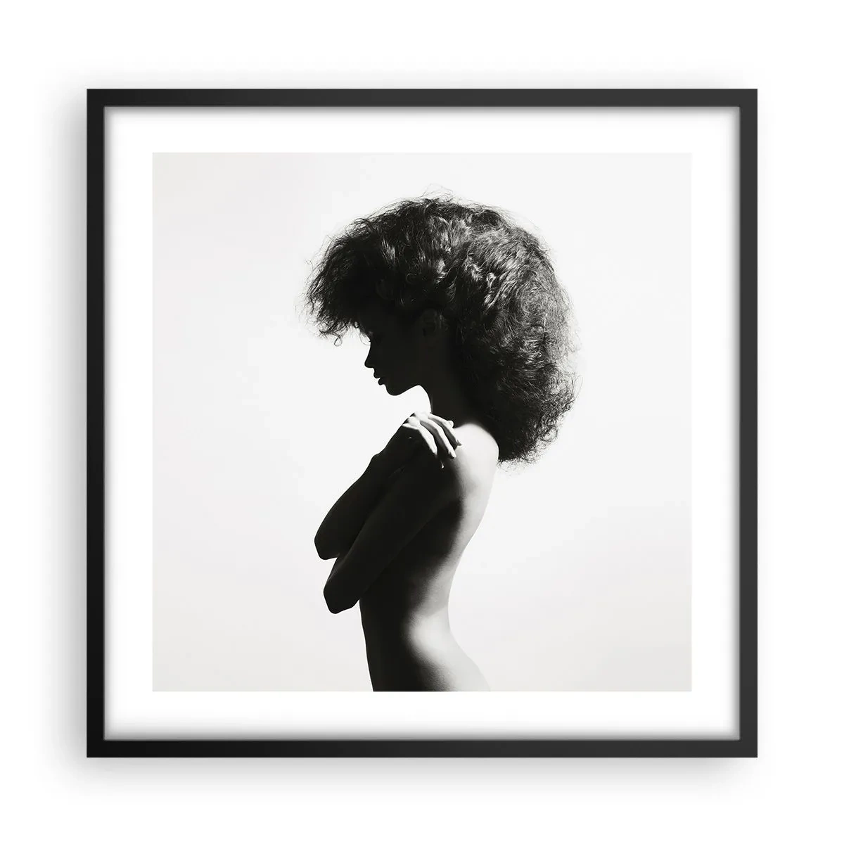 Pôster com moldura preta - Como uma flor em um caule fino - 50x50 cm