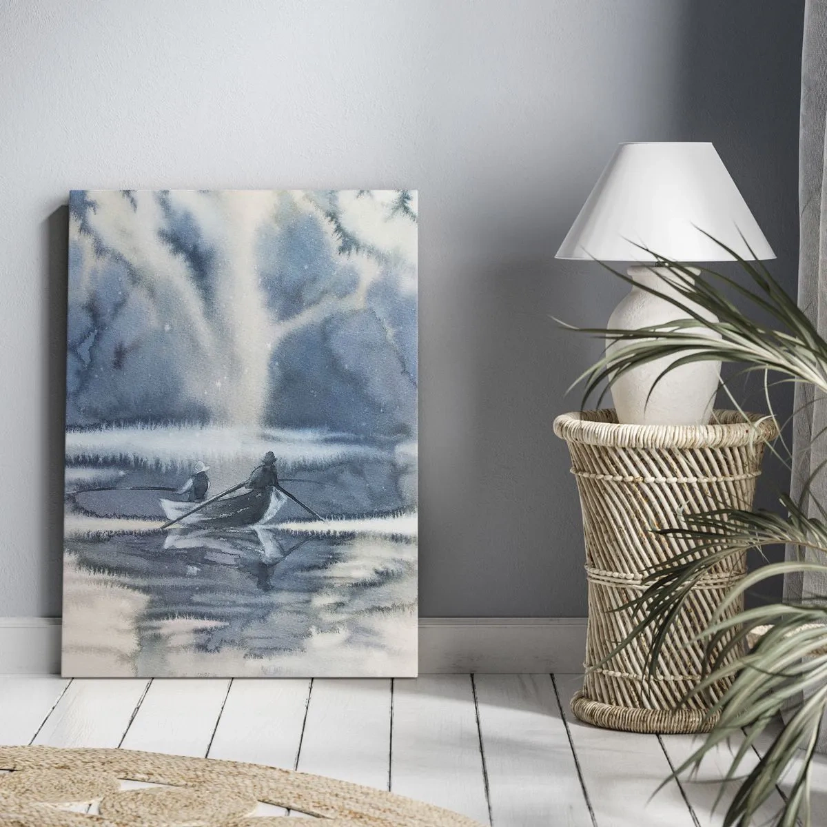 Quadro em tela - Pescadores no seu paraíso - 55x100 cm