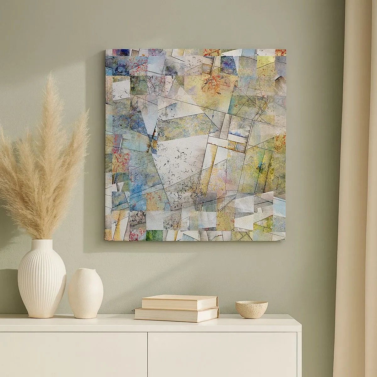 Quadro em tela - Embaralhamento geométrico - 30x30 cm