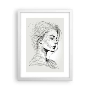 Pôster em moldura branca - Retrato em pensamento - 30x40 cm