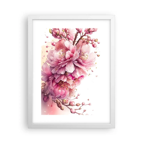 Pôster em moldura branca - Flor de cerejeira - 30x40 cm