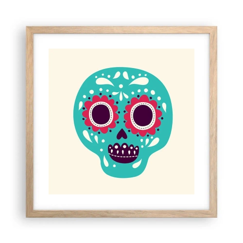 Pôster com moldura de carvalho claro - Vida – diversão até a morte - 40x40 cm