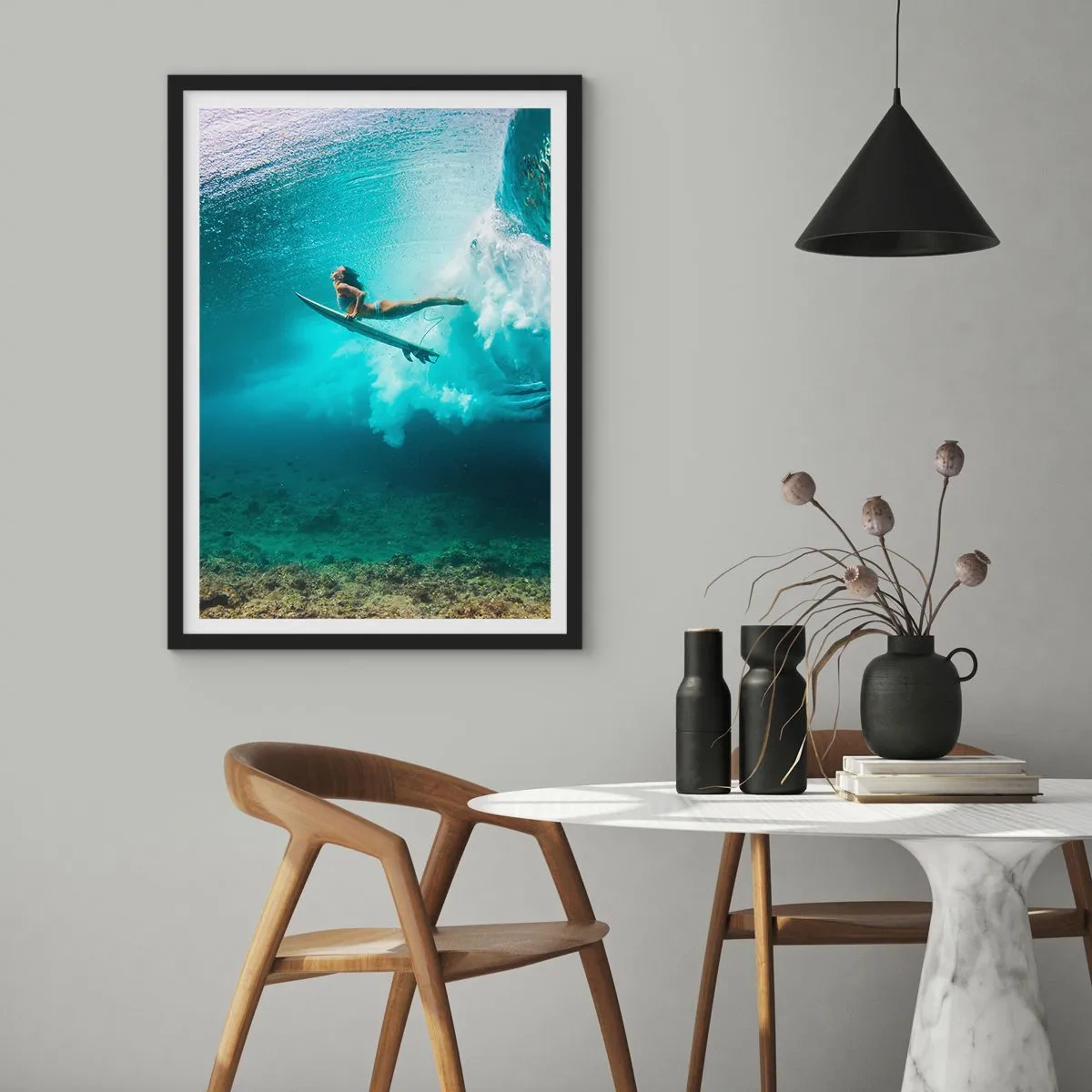 Pôster com moldura preta - O mundo subaquático - 61x91 cm