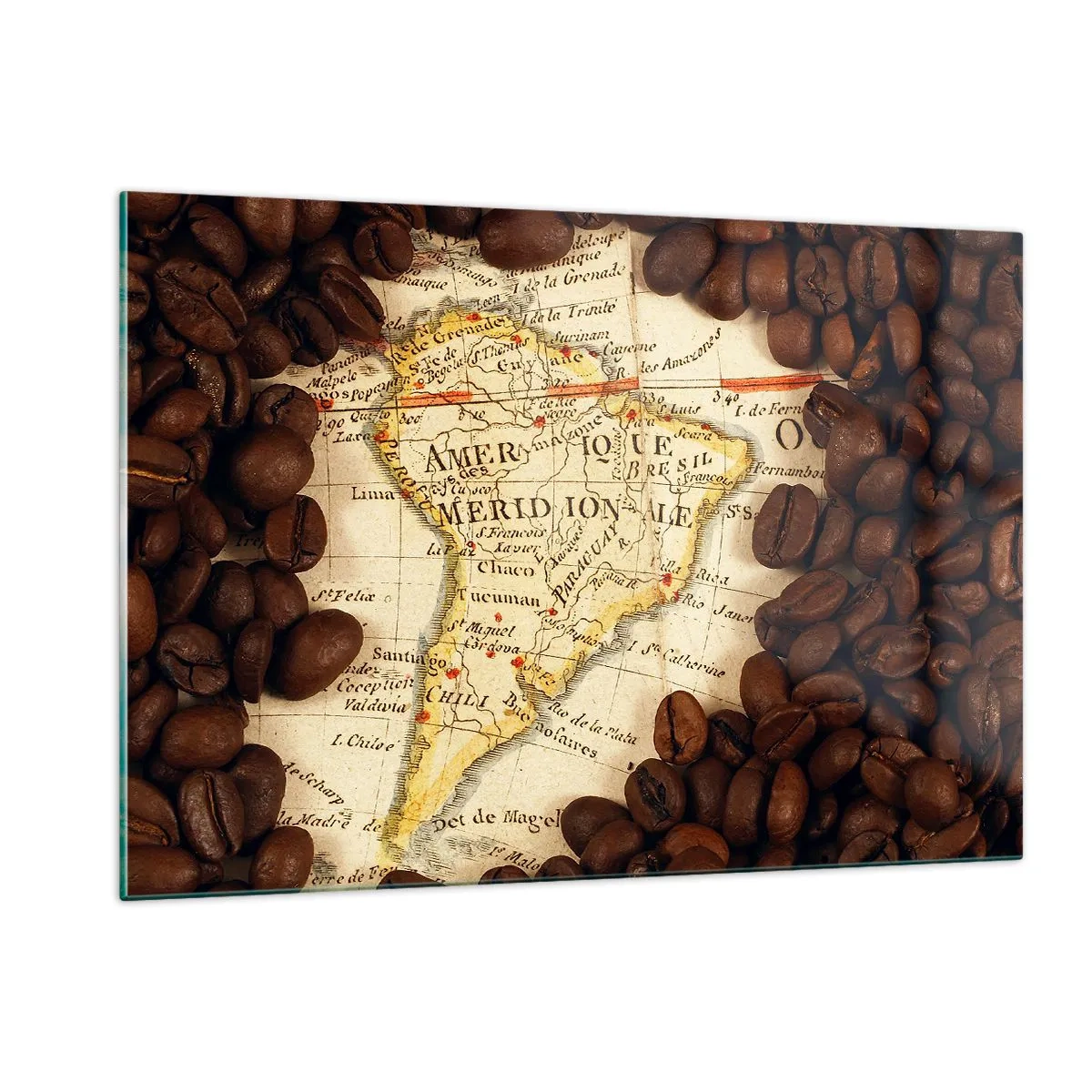 Quadro em vidro - De onde vem o melhor café? - 120x80 cm