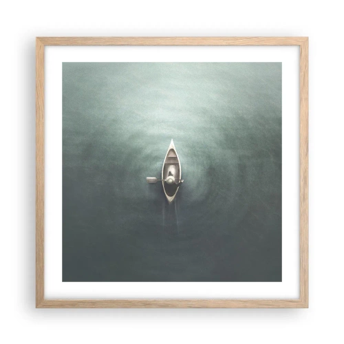 Pôster com moldura de carvalho claro - Através do lago da lua - 50x50 cm
