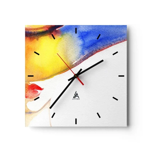 Relógio de parede - Relógio em vidro - Retrato de uma dama - 30x30 cm