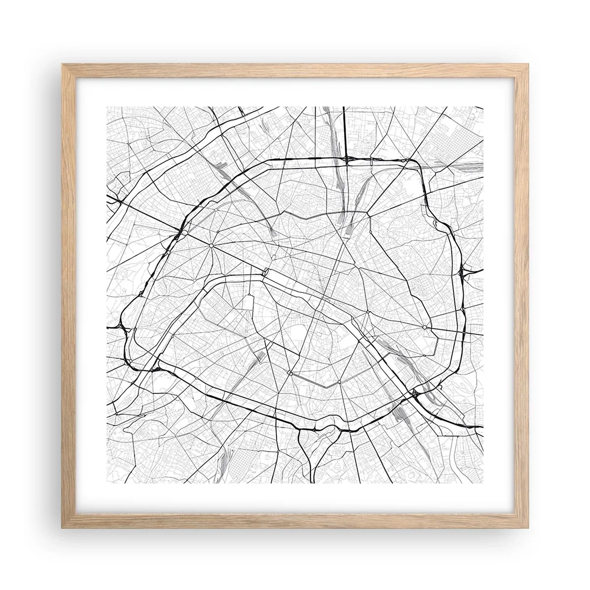 Pôster com moldura de carvalho claro - Flor de Paris - 50x50 cm