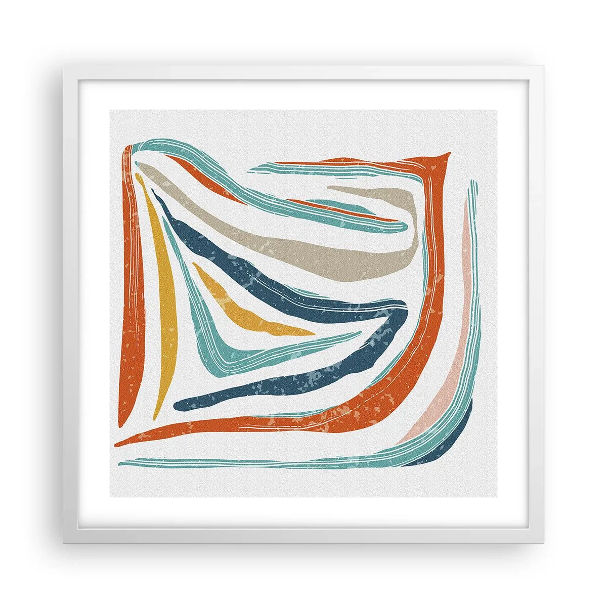 Pôster em moldura branca - Abstração com um sorriso amigável - 50x50 cm