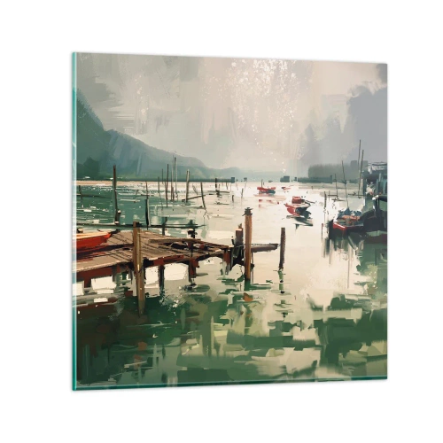 Quadro em vidro - Mergulhado na lua derretida - 40x40 cm