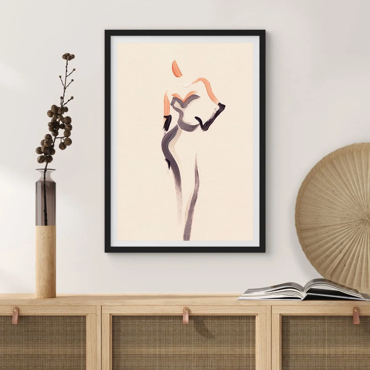 Pôster com moldura preta - Silhueta feminina minimalista - 50x70cm - Dos anos dourados de Hollywood - Decoração de parede moderna para a sala de estar e quarto ARTTOR