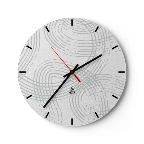 Relógio de parede - Relógio em vidro - Linhas cinzas cruzadas formando um padrão em um fundo branco - 30x30cm - Não existe caminho reto - Decoração de parede moderna para a sala de estar, cozinha e quarto ARTTOR