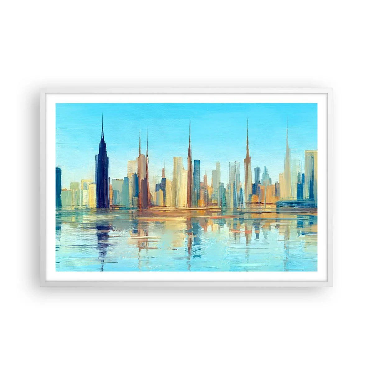 Pôster em moldura branca - Uma metrópole ensolarada - 91x61 cm