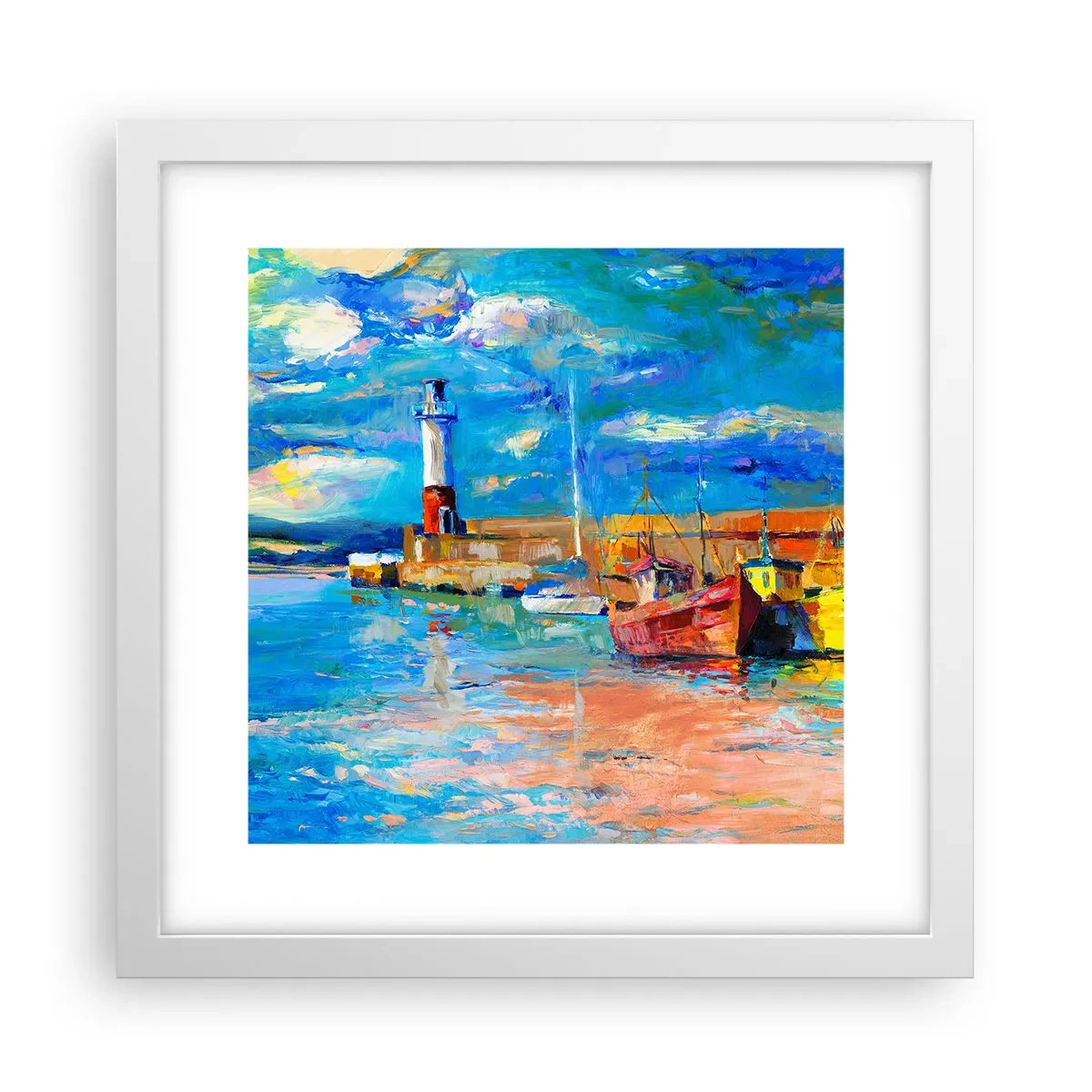 Pôster em moldura branca - Tarde na baía do arco-íris - 30x30 cm