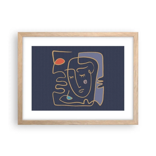 Pôster com moldura de carvalho claro - Nos pensamentos - 40x30 cm