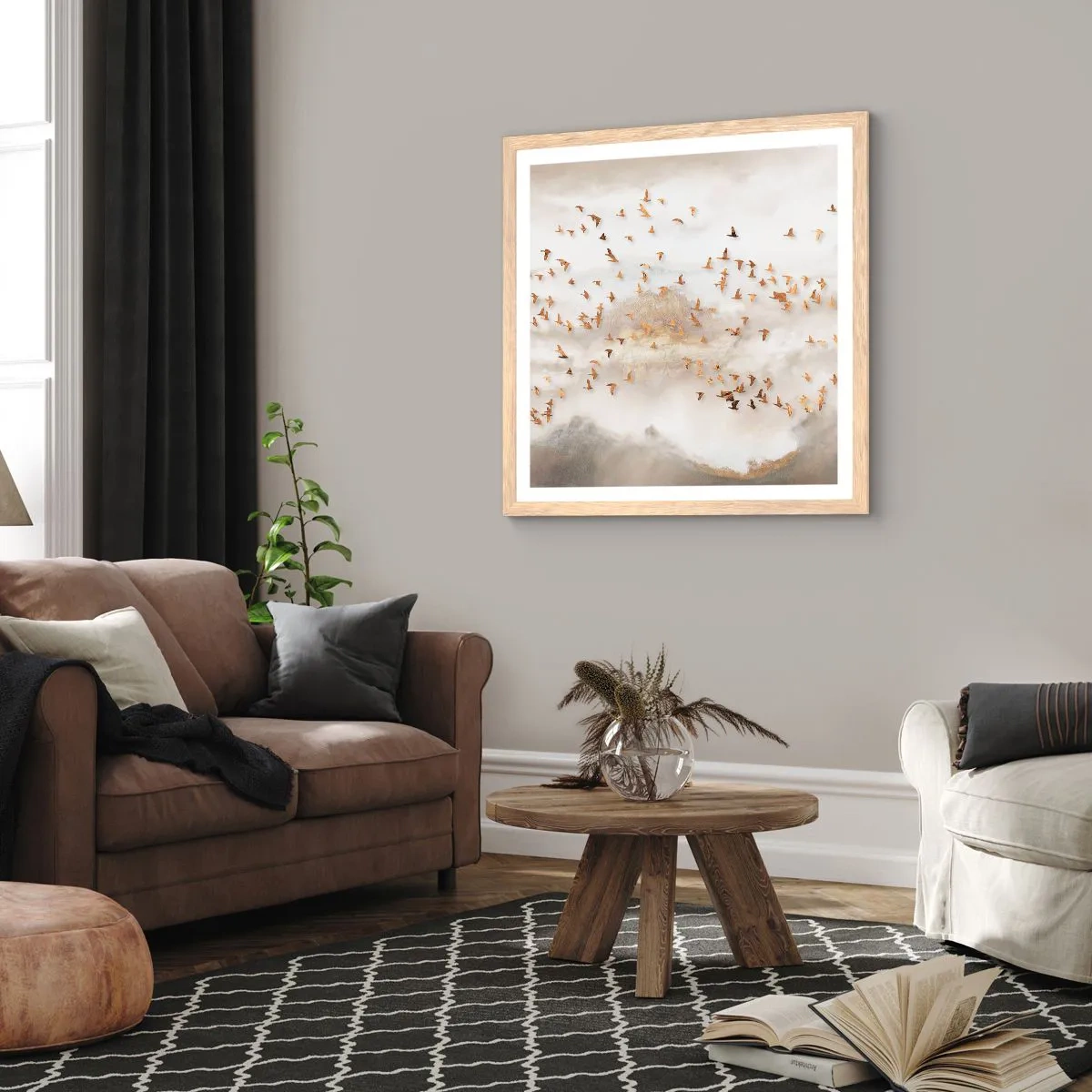 Pôster com moldura de carvalho claro - Está na hora… - 60x60 cm