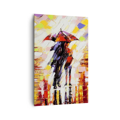 Quadro em tela - Juntos durante a noite e a chuva - 80x120 cm