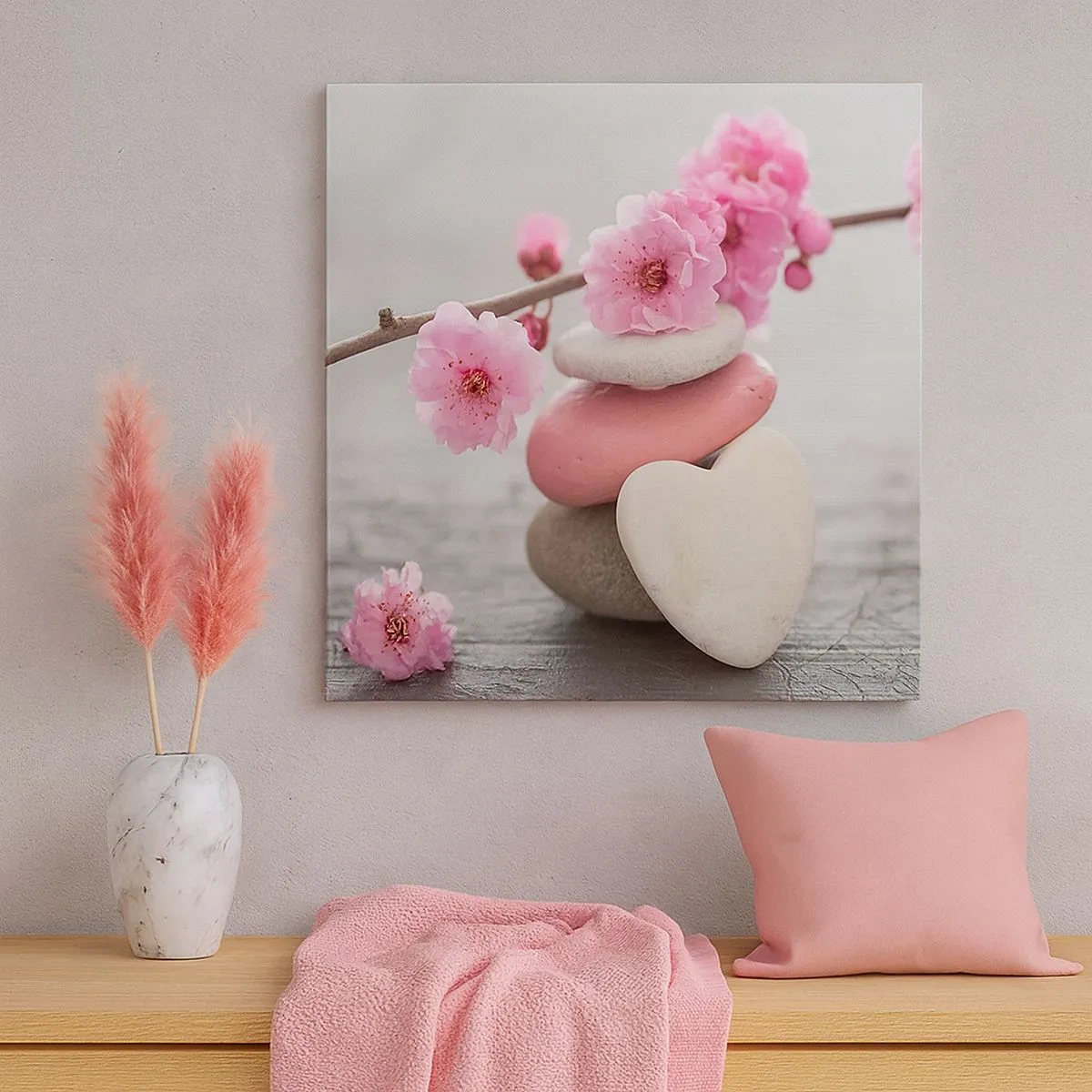 Quadro em tela - Flor de cerejeira - 30x30 cm