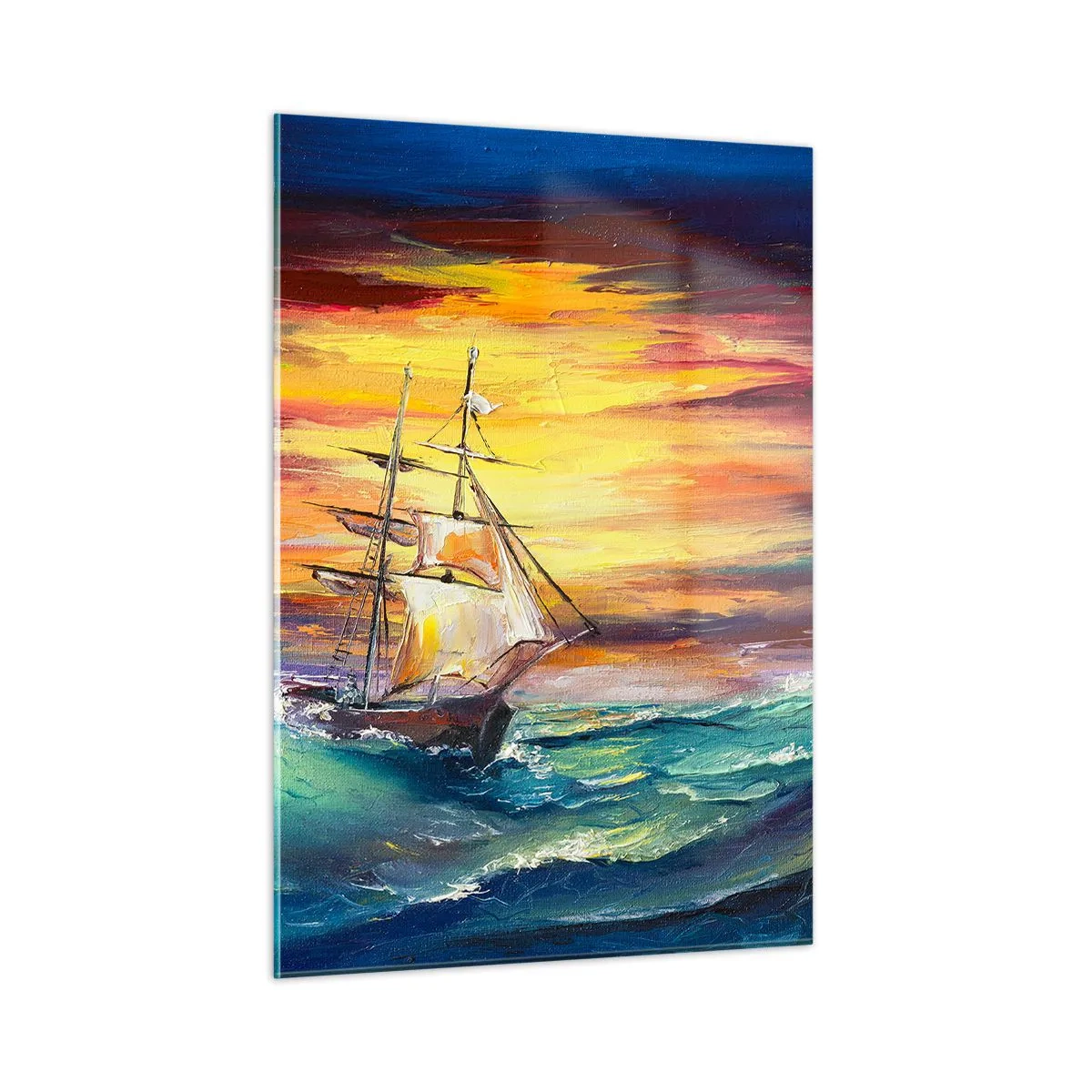 Quadro em vidro - Corajosamente contra as ondas - 50x70 cm