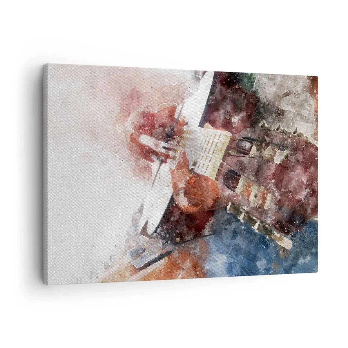 Quadro em tela - Uma abordagem artística de uma guitarra em estilo aquarela - 70x50cm - E o que acha? - Decoração de parede moderna para a sala de estar e quarto ARTTOR