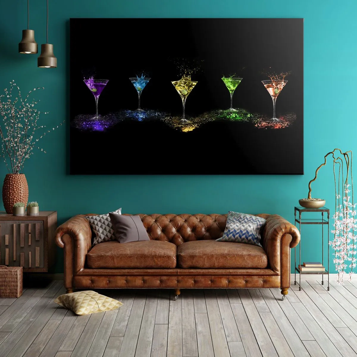 Quadro em tela - Cores da alegria no vidro de cristal - 120x80 cm