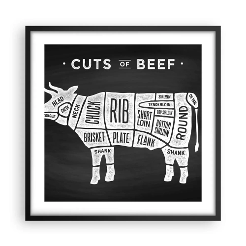 Pôster com moldura preta - Cartilha do talhante - 50x50 cm