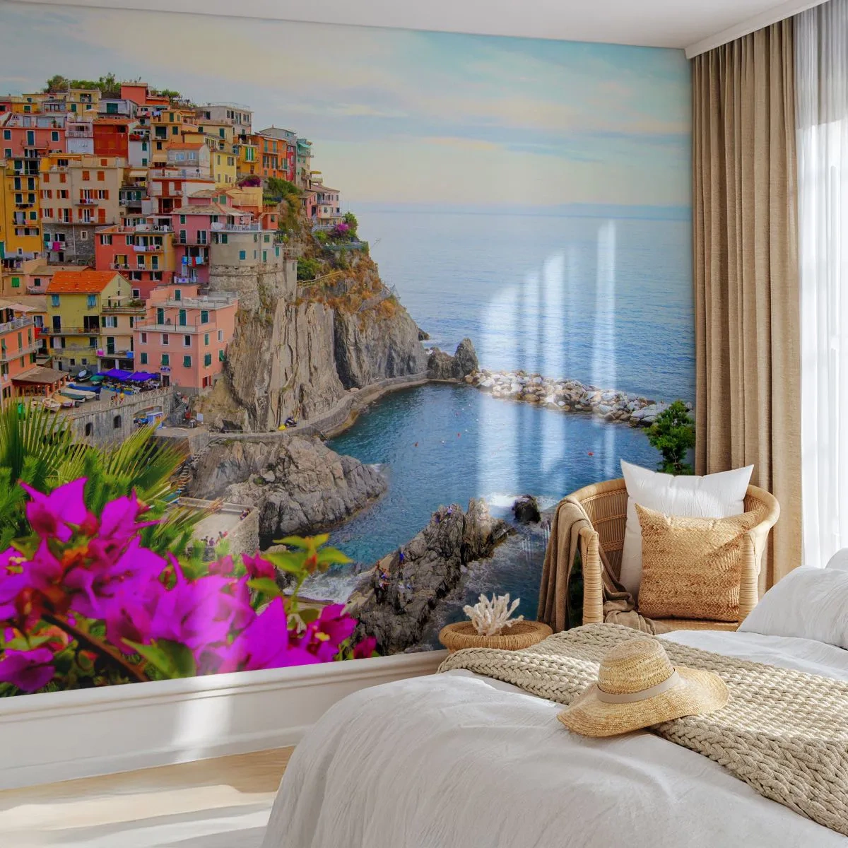 Papel de Parede Premium Canvas - A cidade que sorri - Paisagem, Manarol, Itália - 250x175 cm