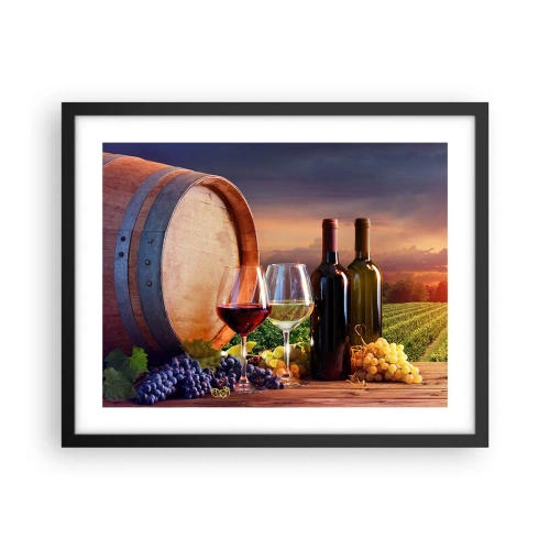 Pôster com moldura preta - Aqui a vida tem um sabor - 50x40 cm