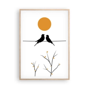 Pôster com moldura de carvalho claro - A noite dos rouxinóis - 70x100 cm