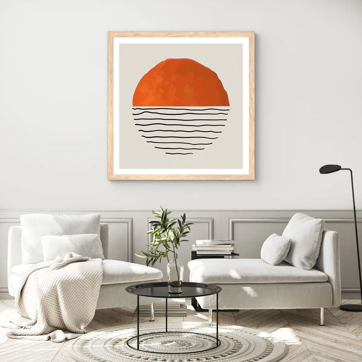 Pôster com moldura de carvalho claro - No clima japonês - 40x40 cm