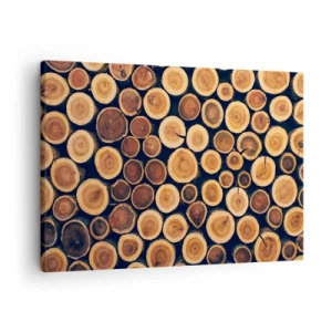 Quadro em tela - Padrão feito de seções transversais de toras de madeira - 70x50cm - Que idade pareço ter? - Decoração de parede moderna para a sala de estar e quarto ARTTOR