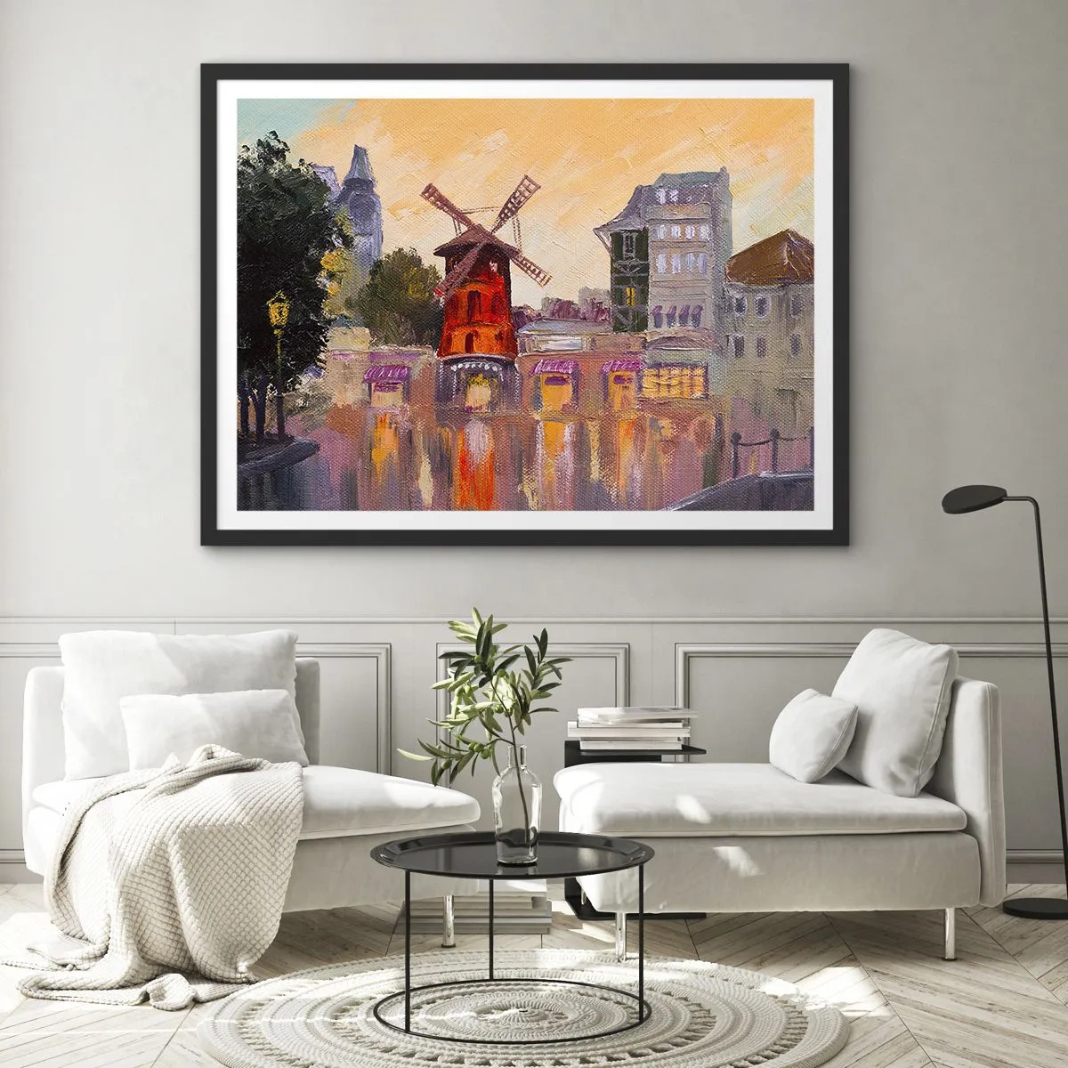 Pôster com moldura preta - Ícones parisienses – Moulin Rouge - 100x70 cm