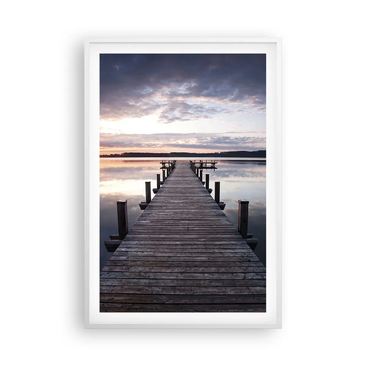 Pôster em moldura branca - A tranquila fronteira do dia e da noite - 61x91 cm