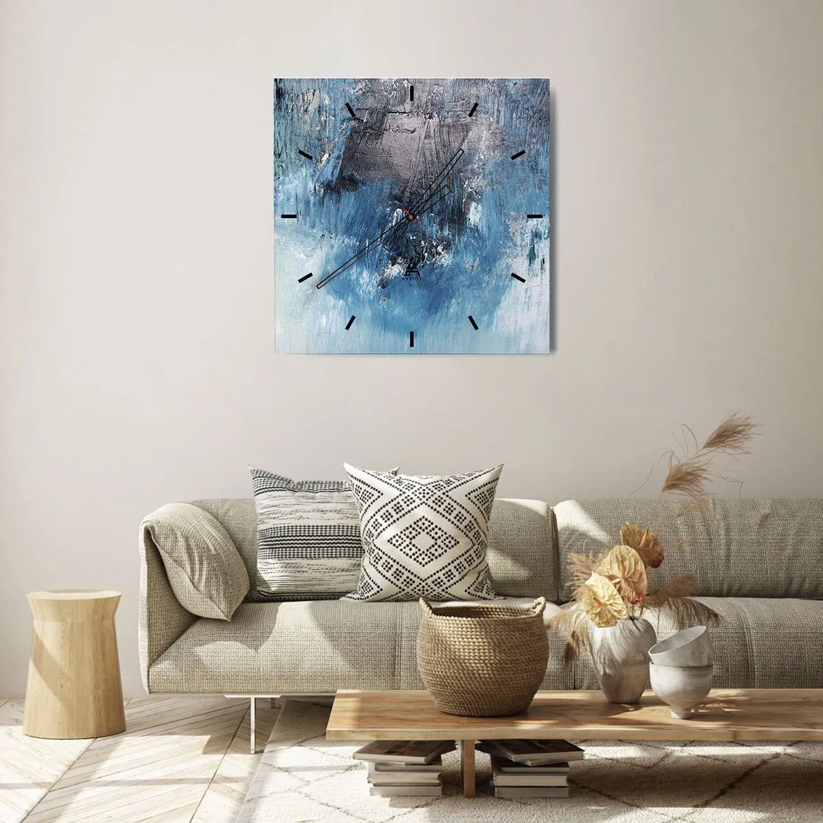 Relógio de parede - Relógio em vidro - Rapsódia em azul - 40x40 cm