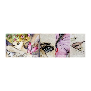 Amostra de papel de parede Premium Sand - Princesa borboleta - Abstração, Mulher, Aquarelas - 100x30 cm