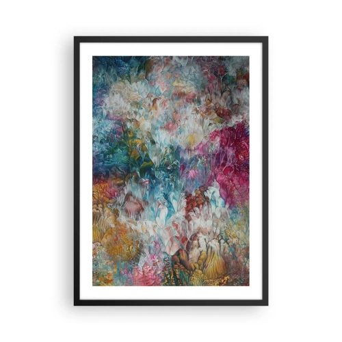 Pôster com moldura preta - Uma composição abstrata que lembra flores desabrochando - 50x70cm - Em plena floração - Decoração de parede moderna para a sala de estar e quarto ARTTOR
