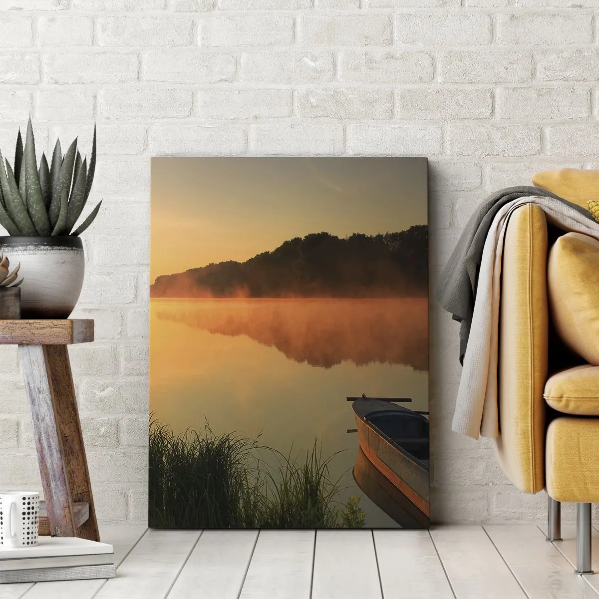 Quadro em tela - Nascer do sol sobre a água como um espelho - 50x70 cm