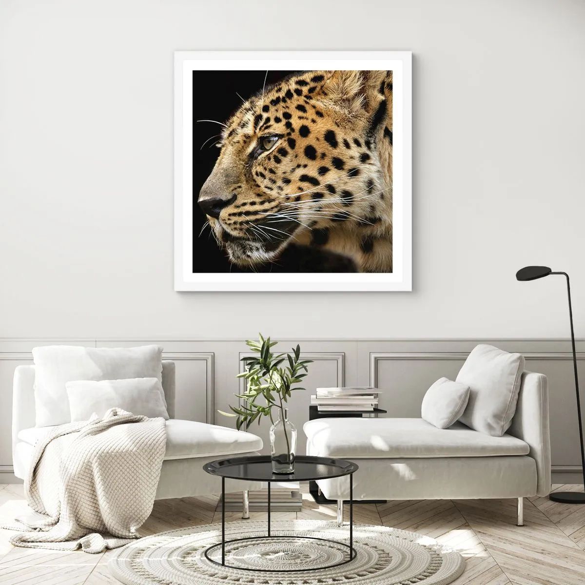 Pôster em moldura branca - Calmo, focado, pronto - 30x30 cm