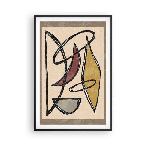 Pôster com moldura preta - Composição – arcos e ovais - 61x91 cm