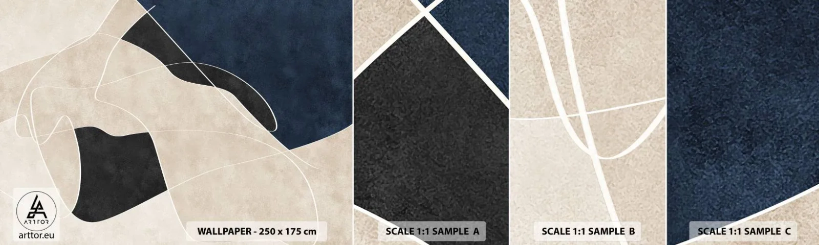 Amostra de Papel de Parede Standard Eco - Composição abstrata – contraste de cores - Moderno, Abstração, Pedaço - 100x30 cm