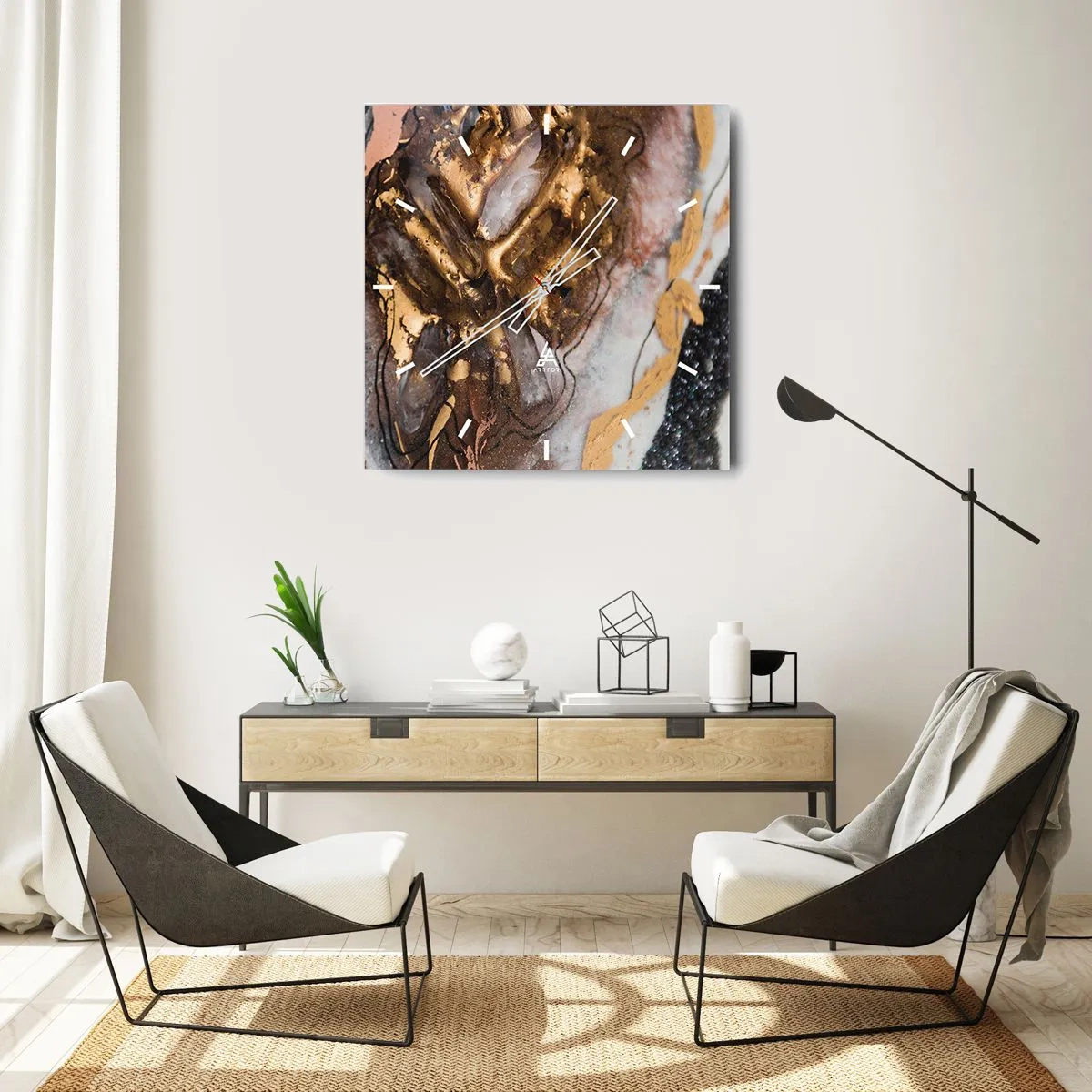 Relógio de parede - Relógio em vidro - O elemento terra - 40x40 cm