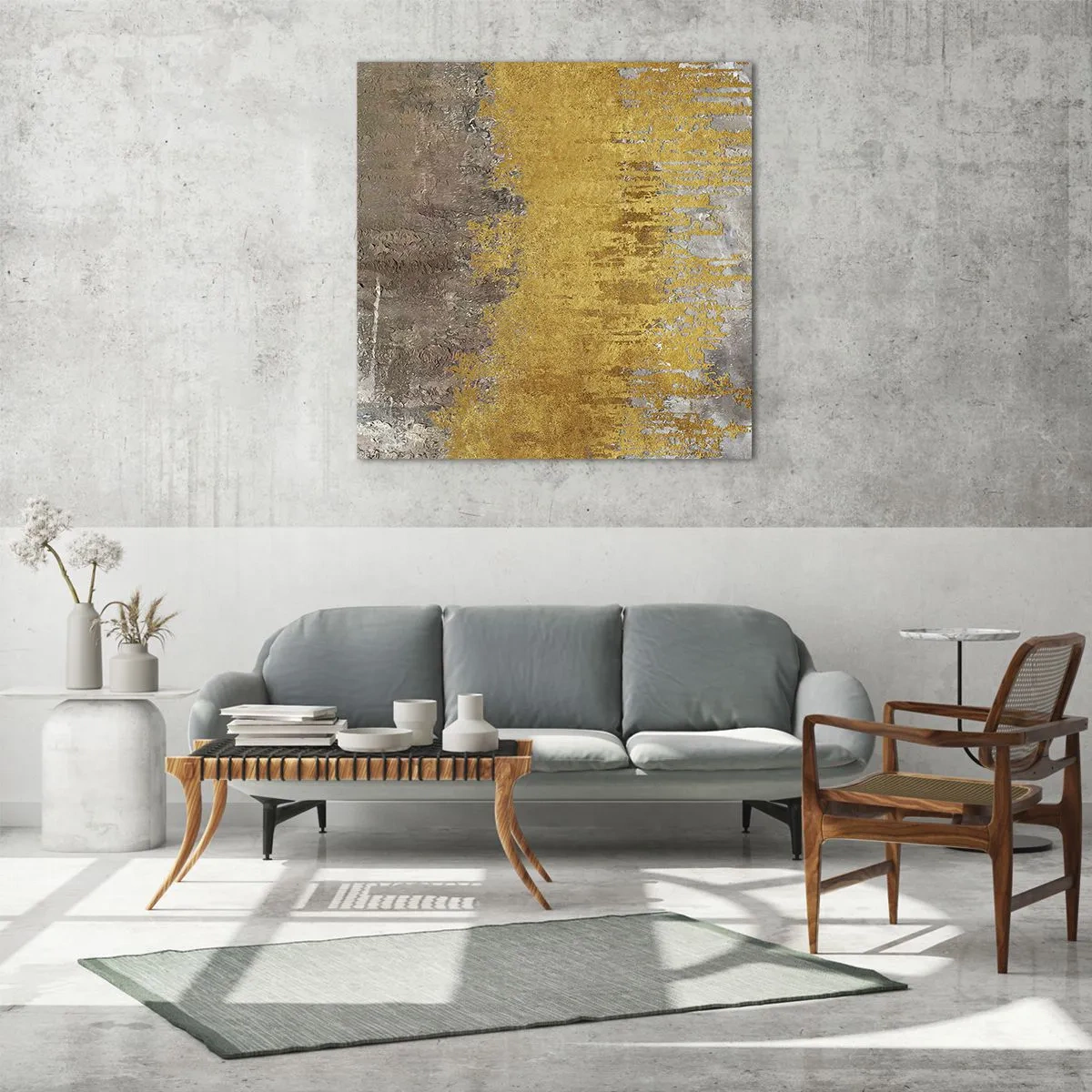 Quadro em vidro - Uma explosão dourada - 30x30 cm