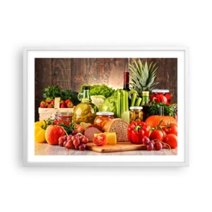 Pôster em moldura branca - Defumados, cozidos, em conserva - 70x50 cm