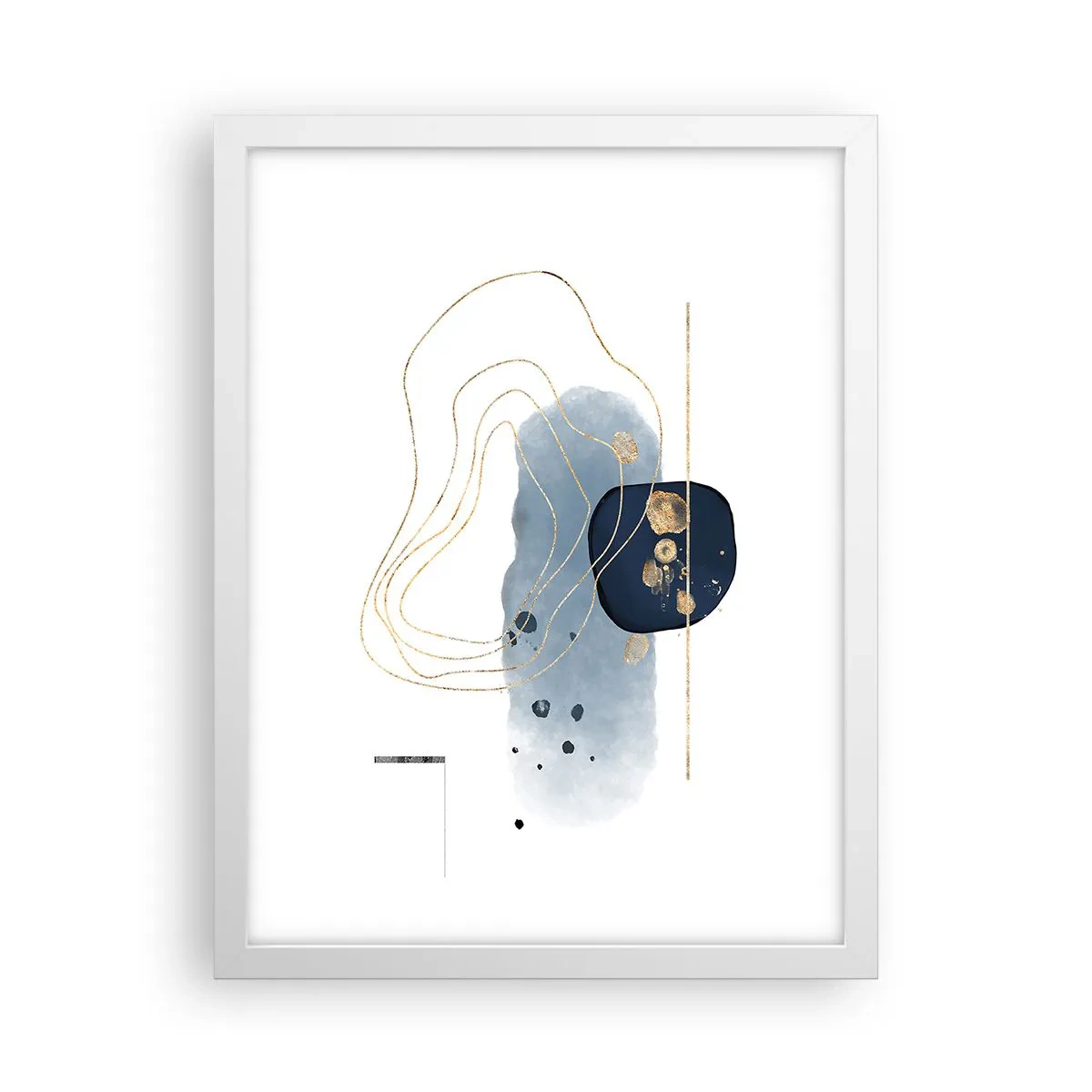 Pôster em moldura branca - Fantasia azul e dourada - 30x40 cm
