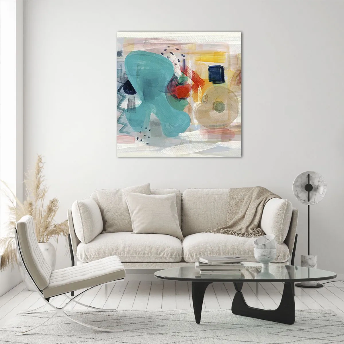 Quadro em vidro - Jogo colorido - 40x40 cm